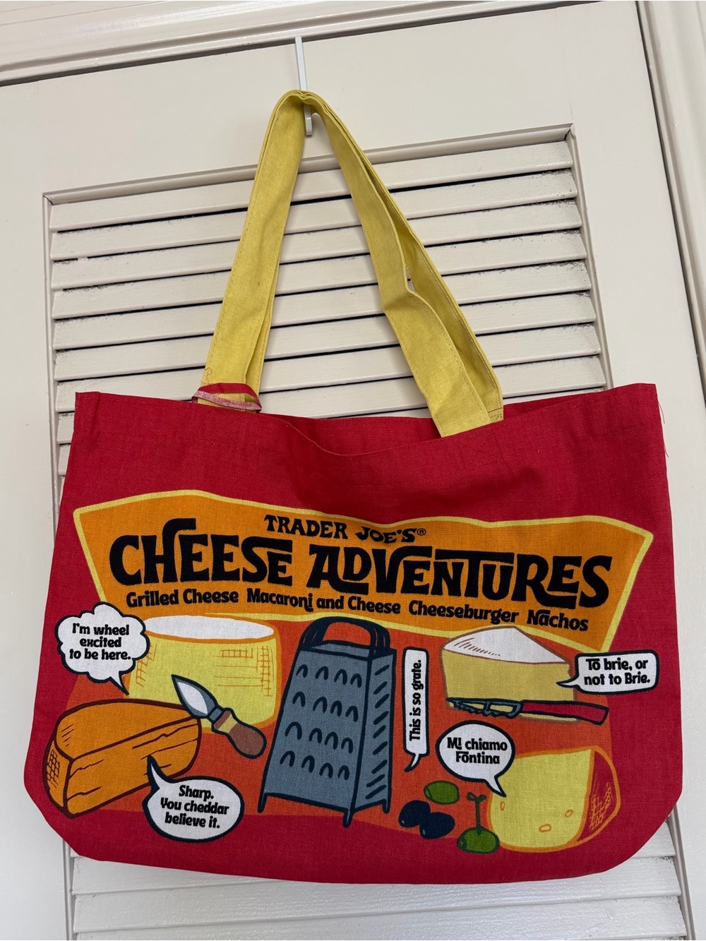 NWT Trader Joe’s Cheese Experience Reusable Tote Bag Large Cotton Grocery Bag - Picture 3 of 4